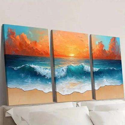 3pcs Vibrant Summer Beach AS Wall Art Set Canvas Unframed - High Quality Print 100% Australian Made Wall Canvas