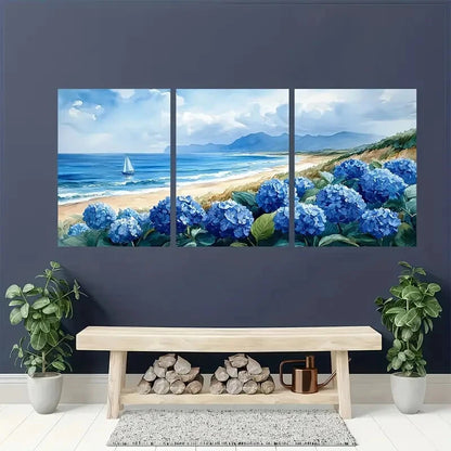3pcst Nantucket Painting Hydrangeas Poster Metal Print Ready to Hang Art