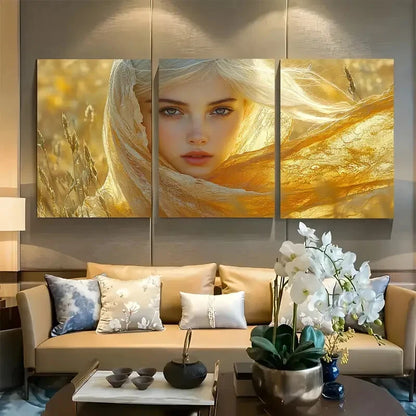 3pcs Mythical White Women in Sunlit Design Metal Print Ready to Hang Art