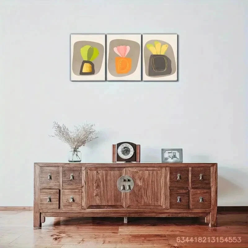 3pcs Abstract Botanical Art Decoration Poster Metal Print Ready to Hang Art