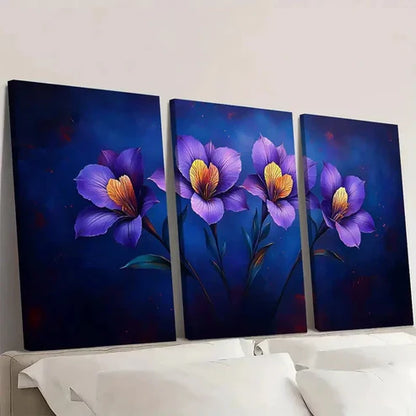 3pcs Purple Alstroemeria PA Wall Art Set Canvas Unframed - High Quality Print 100% Australian Made Wall Canvas