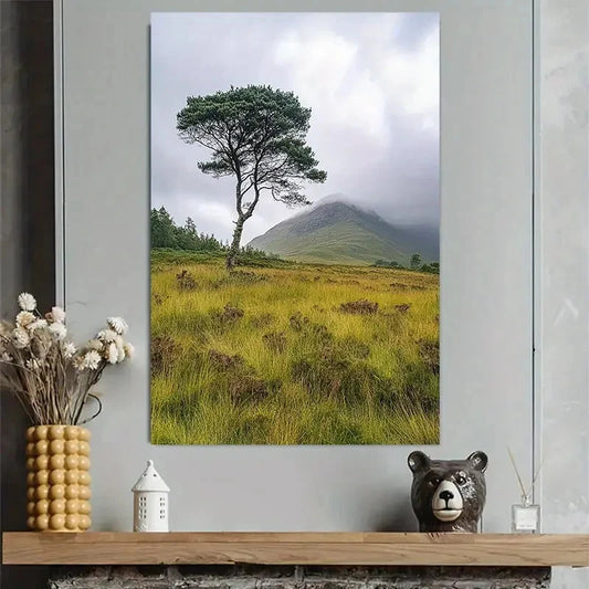 Nordic Mountain Tree Landscape Nature Scene Art Poster 40x60cm Metal Print Ready to Hang