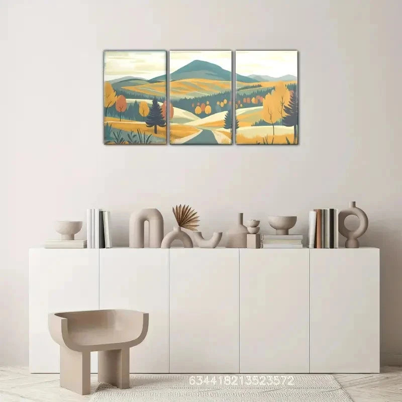 3pcs Deco Style Scotland Landscape Wall Art Metal Print Ready to Hang Art