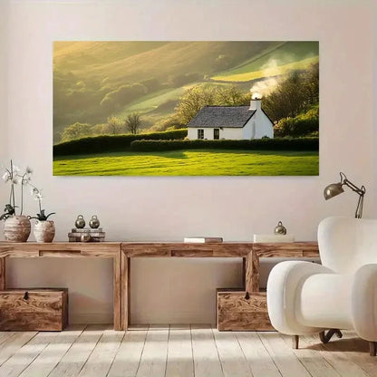 Green Fields Rolling Hills wall canvas office home room framed 120x60cm - Bella Home Decor