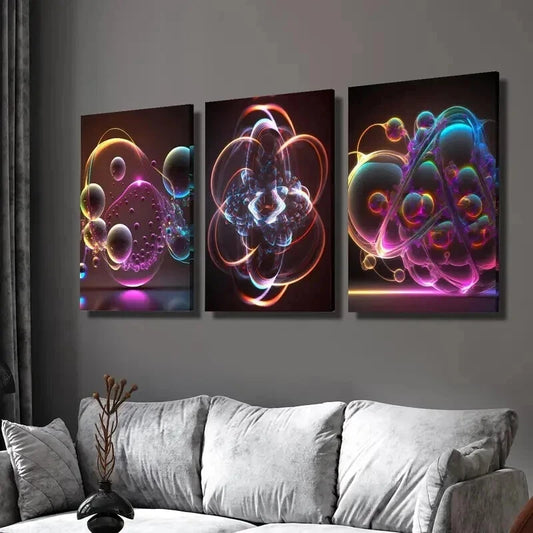 3pcs Cool Colorful Bubbles Painting Wall Art Set Canvas Framed 40x60cm - High Quality Print 100% Australian Made Wall Canvas Ready to Hang