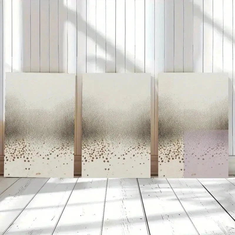 3pcs Neutral Tones Abstract Landscape Painting Metal Print Ready to Hang Art