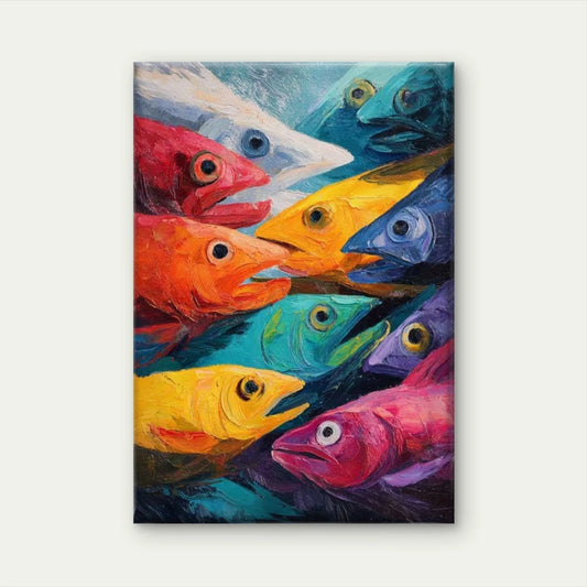 Abstract Underwater School of Fish 60x90cm Metal Print Ready to Hang