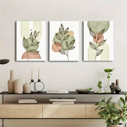 3pcs Boho Botanical Leaves Chic Canvas Framed 40x60cm - High Quality Print 100% Australian Made Wall Canvas Ready to Hang