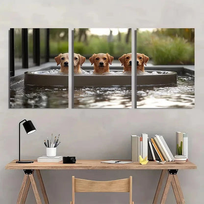 3pcs Painting Dog Humorous Aesthetic Wall Art Set Canvas Framed 40x60cm - High Quality Print 100% Australian Made Wall Canvas Ready to Hang
