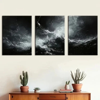 3pcs Abstract Waves And Splashes Wall Art Canvas Unframed - High Quality Print 100% Australian Made Wall Canvas