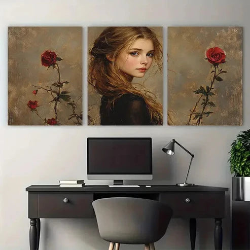 3pcs Arthur Hughes' Fair Rosamund Classic Wall Art Canvas Unframed – High Quality Print 100% Australian Made Wall Canvas