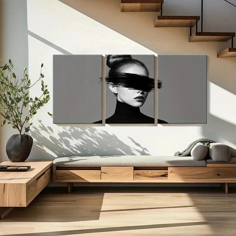 3pcs Geometric Marble Texture Golden Lines Metal Print Ready to Hang Art