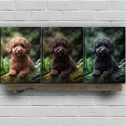 3pcs Dogs in the Forest Pet Themed Metal Print Ready to Hang Art
