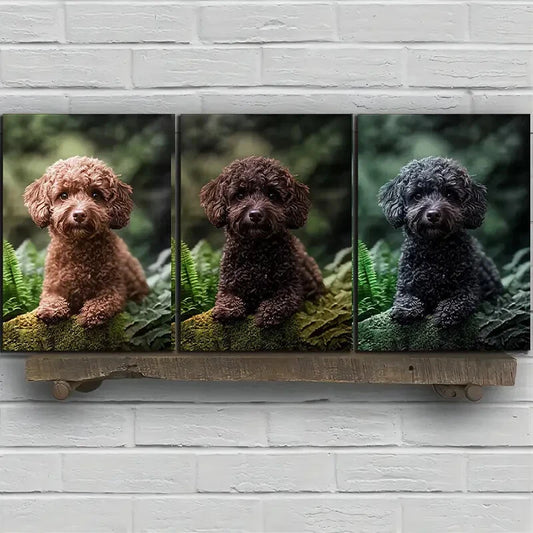 3pcs Dogs in the Forest Pet Themed Metal Print Ready to Hang Art