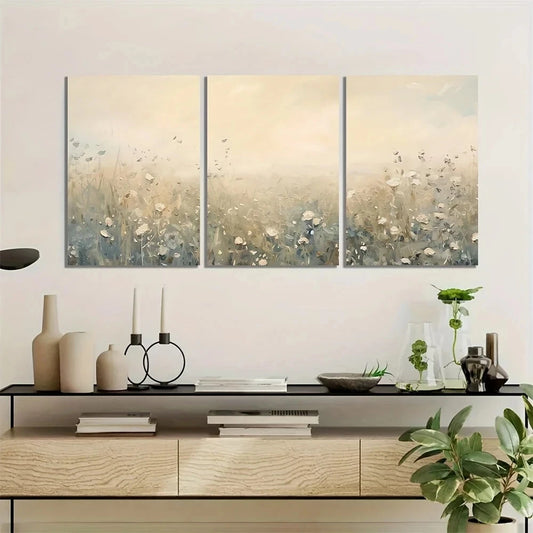 3pcs Serene Wildflower Elegant Floral Metal Print Ready to Hang Art