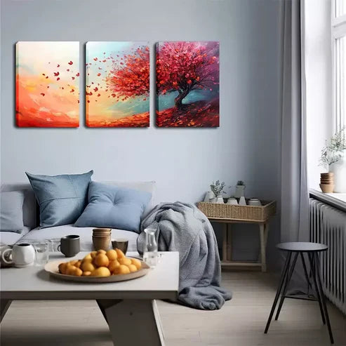 3pcs Tree with Falling Petals Wall Art Canvas Unframed - High Quality Print 100% Australian Made Wall Canvas