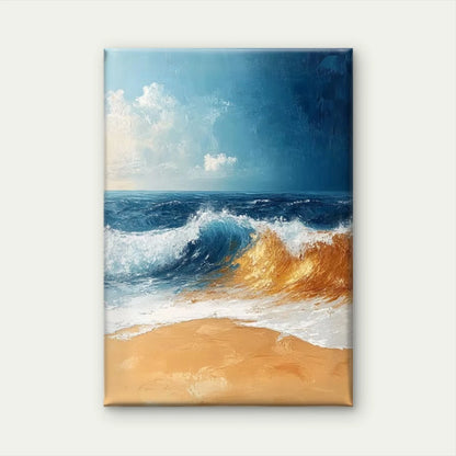 Ocean Art in Blue, White, Golden, Brown 60x90cm Metal Print Ready to Hang