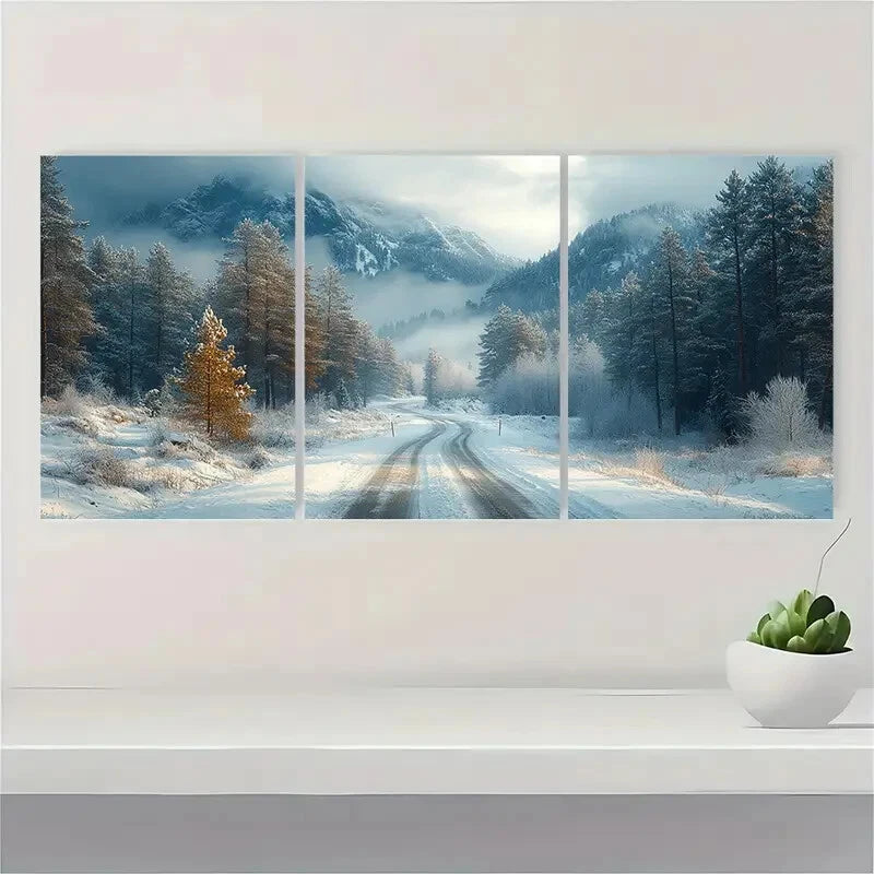 3pcs Winter Mountain Forest Nature Landscape Metal Print Ready to Hang Art