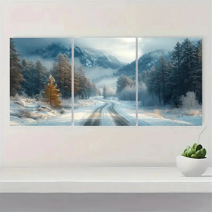 3pcs Winter Mountain Forest Nature Landscape Metal Print Ready to Hang Art