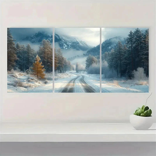 3pcs Winter Mountain Forest Nature Landscape Metal Print Ready to Hang Art