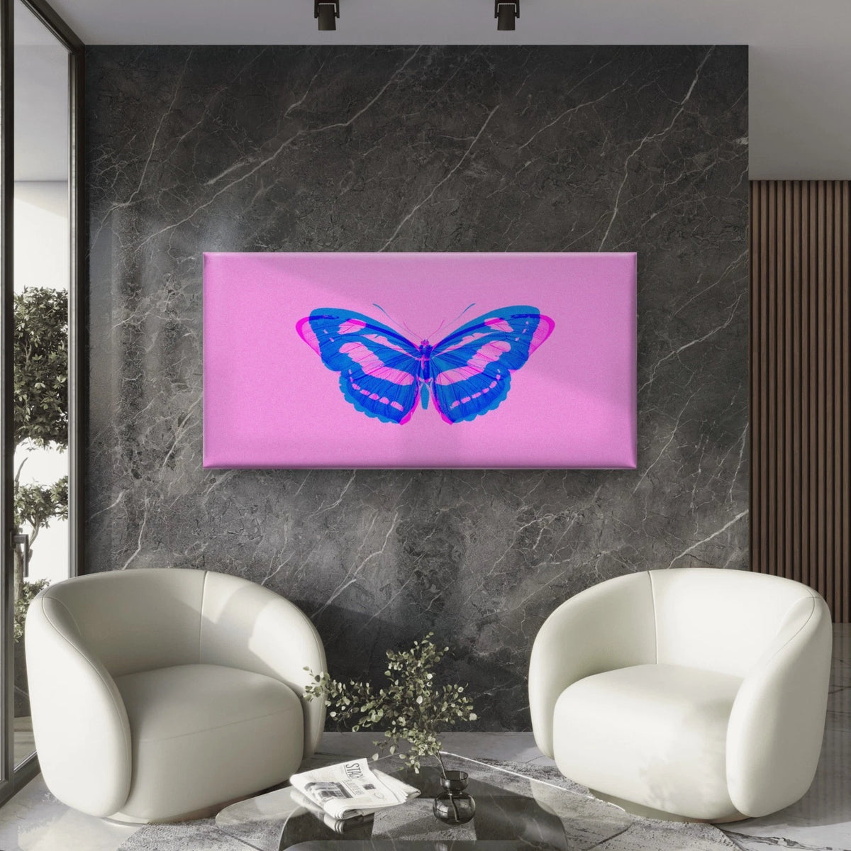 Butterfly Double Color Abstract Wall Art Canvas Office Home Room Framed 120x60cm