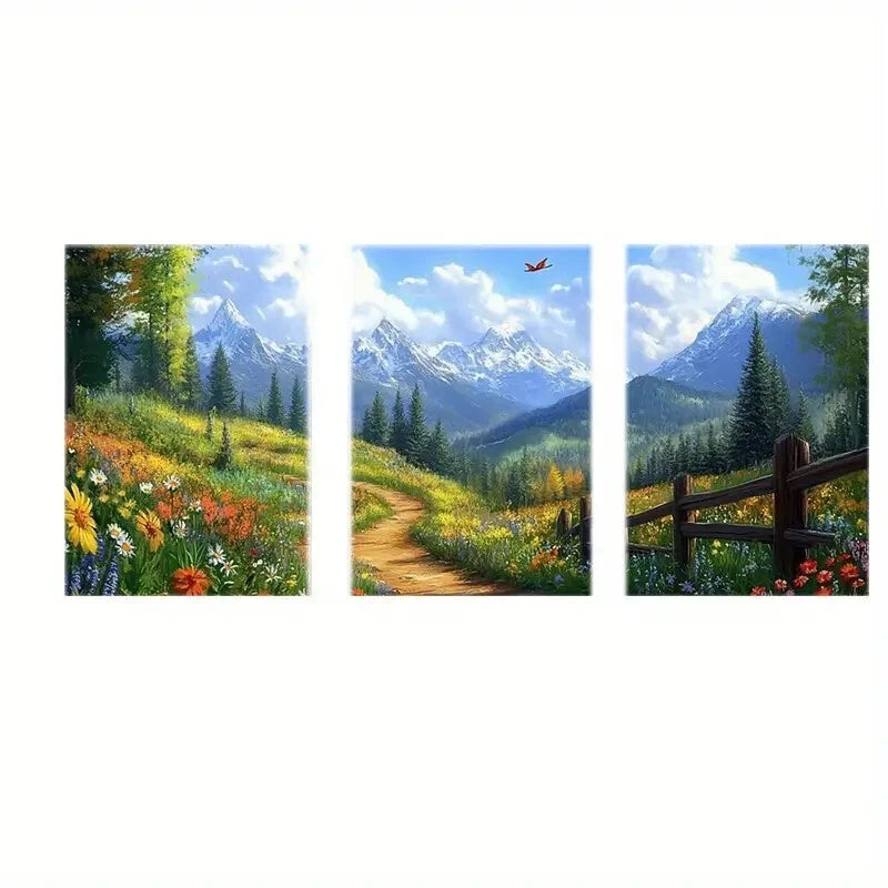 3pcs a Fantasy Forest Pathway Abstract Art Metal Print Ready to Hang Art