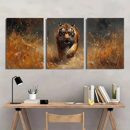 3pcs Majestic Tiger Natural Wildlife Animal Wall Art Set Canvas Framed 60x90cm - High Quality Print 100% Australian Made Wall Canvas Ready to Hang
