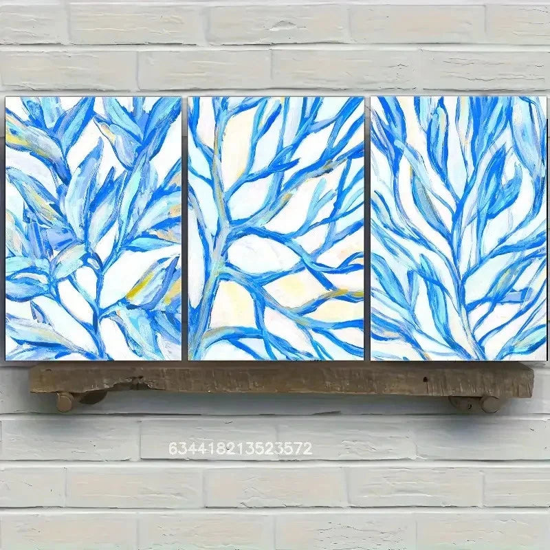 3pcs Turquoise Sea Coast Decoration Metal Print Ready to Hang Art