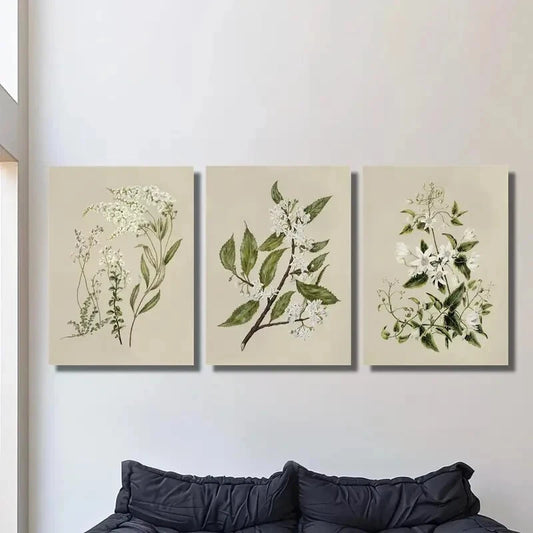 3pcs Vintage Floral Botanical Clematis Metal Print Ready to Hang Art
