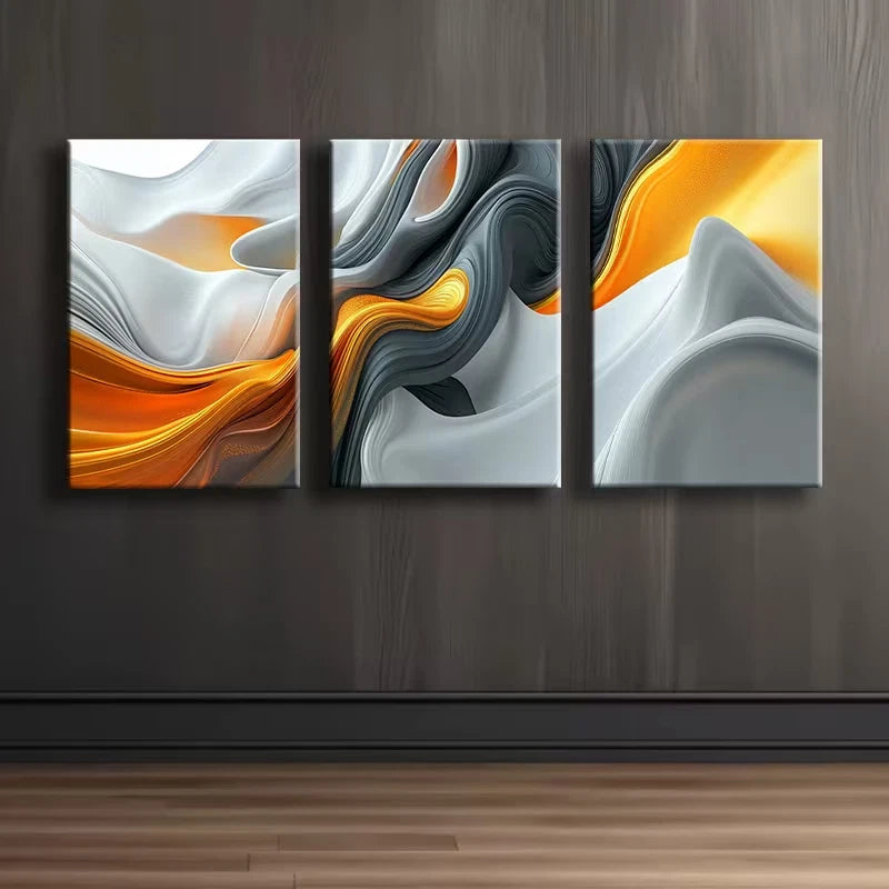 3pcs Modern Luxurious Abstract Swirl Art Wall Art Set Canvas Framed 60x90cm - High Quality Print 100% Australian Made Wall Canvas Ready to Hang