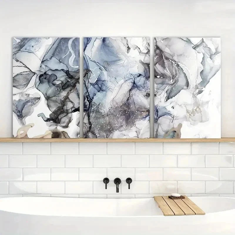 3pcs Abstract Painting Marble Texture Metal Print Ready to Hang Art