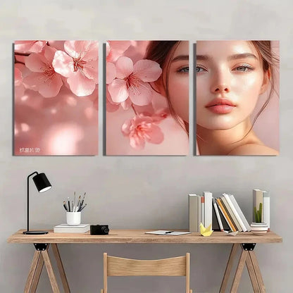 3pcs Elegant Floral Minimalist Boho Style Metal Print Ready to Hang Art