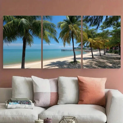 3pcs Featuring Travel of Penang, Malaysia Beach Wall Art Set Canvas Framed 40x60cm - High Quality Print 100% Australian Made Wall Canvas Ready to Hang