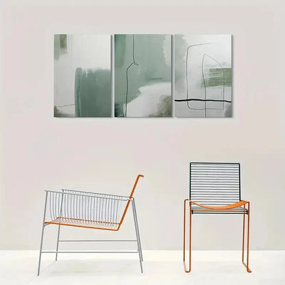 3pcs Shades of Green and White Metal Print Ready to Hang Art