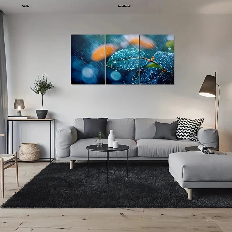 3pcs Vibrant Blue & Green Nature Scene Metal Print Ready to Hang Art