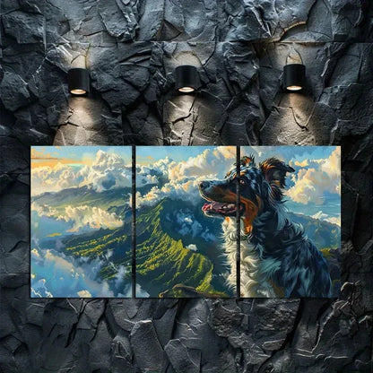 3pcs Australian Shepherd Mountain Scene Wall Art Set Canvas Framed 50x70cm - High Quality Print 100% Australian Made Wall Canvas Ready to Hang