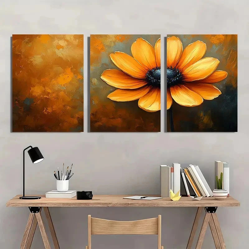 3pcs Yellow Flower Beige Nature Perfect Wall Art Set Canvas Framed 40x60cm - High Quality Print 100% Australian Made Wall Canvas Ready to Hang