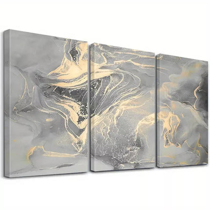 3pcs Abstract Canvas Artwork, Golden Foil Light Purple Canvas Framed 40x60cm - High Quality Print 100% Australian Made Wall Canvas Ready to Hang