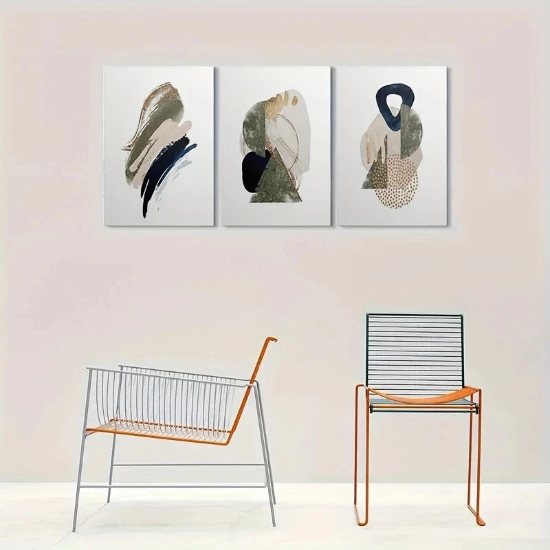3pcs Paintings Modern Abstract Metal Print Ready to Hang Art