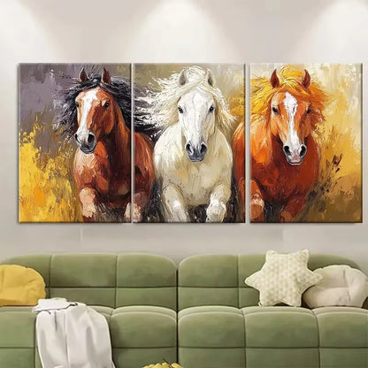 3pcs Horse Oil Painting Farm Animals Metal Print Ready to Hang Art