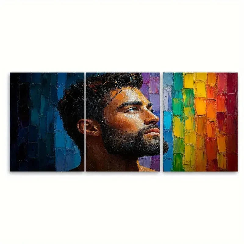 3pcs Male Body Impasto Illustration Wall Art Set Canvas Framed 40x60cm - High Quality Print 100% Australian Made Wall Canvas Ready to Hang