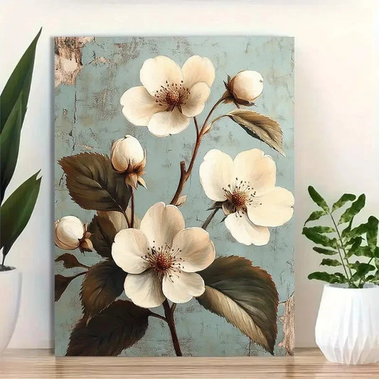 Beautiful Vintage Strawberry Blossom Painting  40x60cm Metal Print Ready to Hang