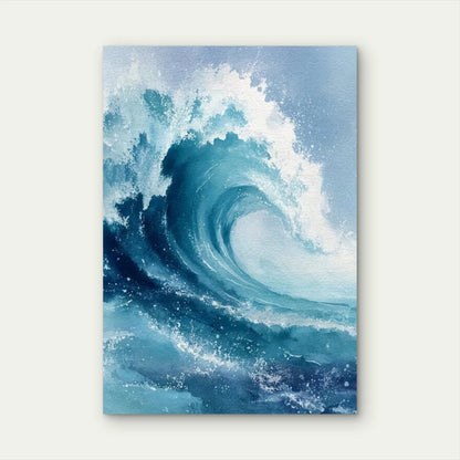 Vibrant Blue & White Ocean Scene Metal Print Ready to Hang