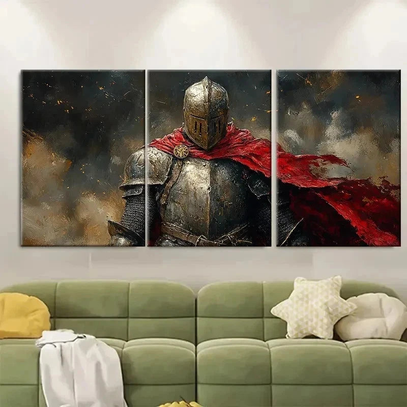3pcs Knigh Medieval rt Wall Art Set Canvas Framed 60x90cm - High Quality Print 100% Australian Made Wall Canvas Ready to Hang