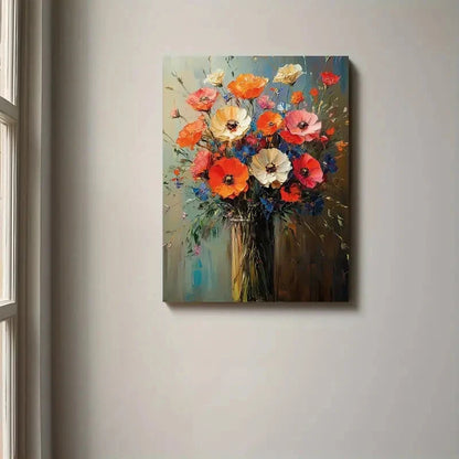 Colorful floral painting on a wall