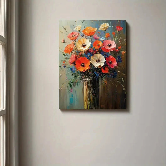 Colorful floral painting on a wall