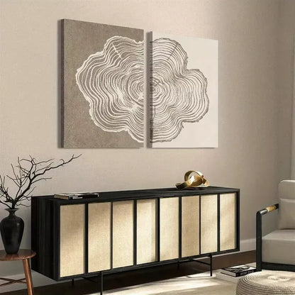 2pcs Abstract Line Art Wood Texture Canvas Framed 50x75cm - High Quality Print 100% Australian Made Wall Canvas Ready to Hang