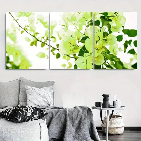 3pcs Green Bougainvillea Botanical Wall Art Canvas Unframed - High Quality Print 100% Australian Made Wall Canvas