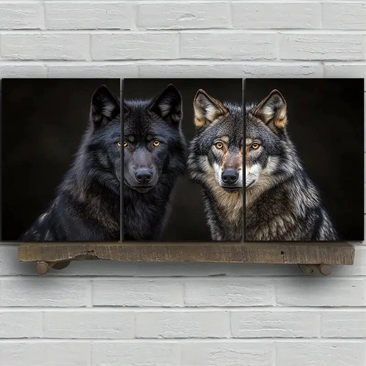3pcs Wolf Animal Themed Stunning Golden Eyes Metal Print Ready to Hang Art