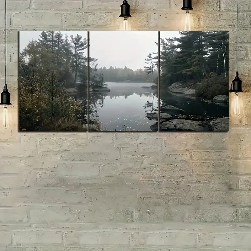 3pcs -Quanai Lake View Natural Landscape Metal Print Ready to Hang Art